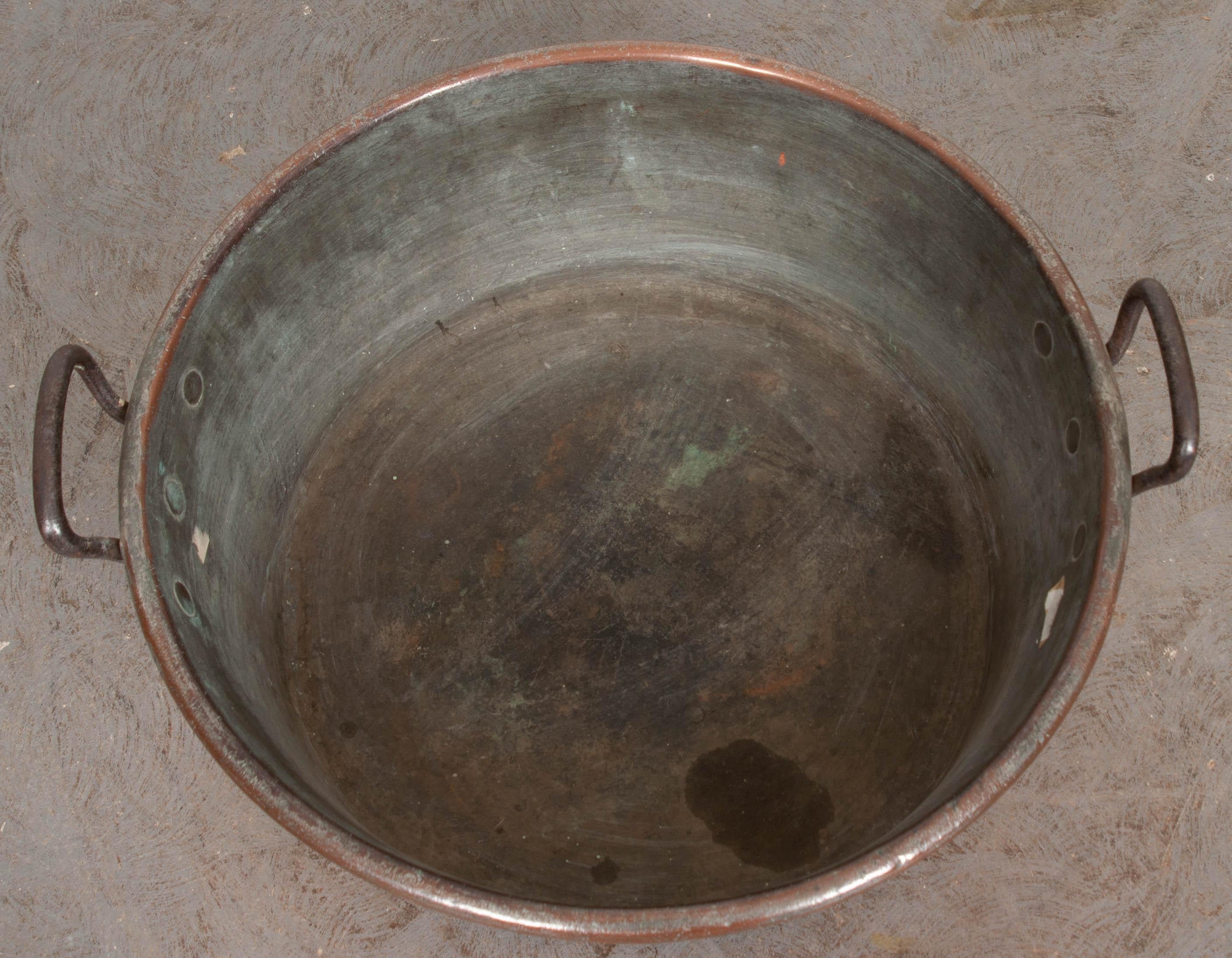 Patinated French 19th Century Polished Copper Pot