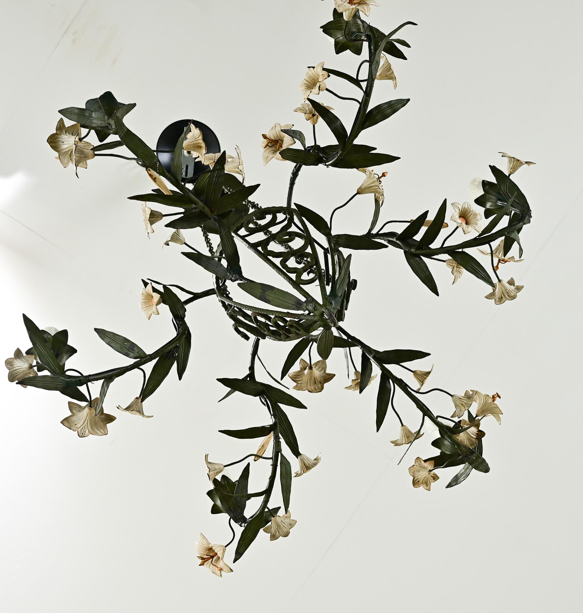 French 19th Century Polychrome Iron Chandelier 5