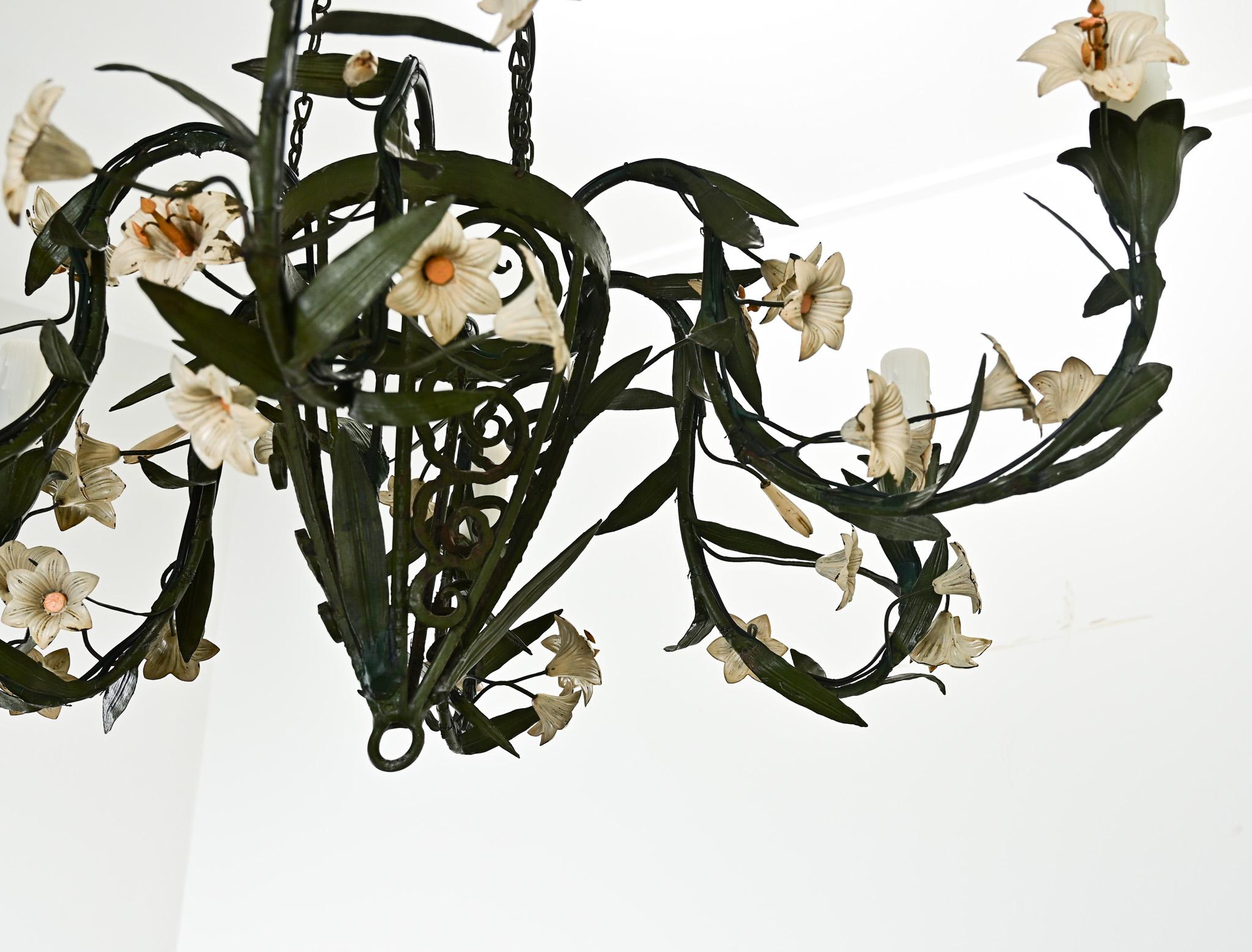 French 19th Century Polychrome Iron Chandelier 6