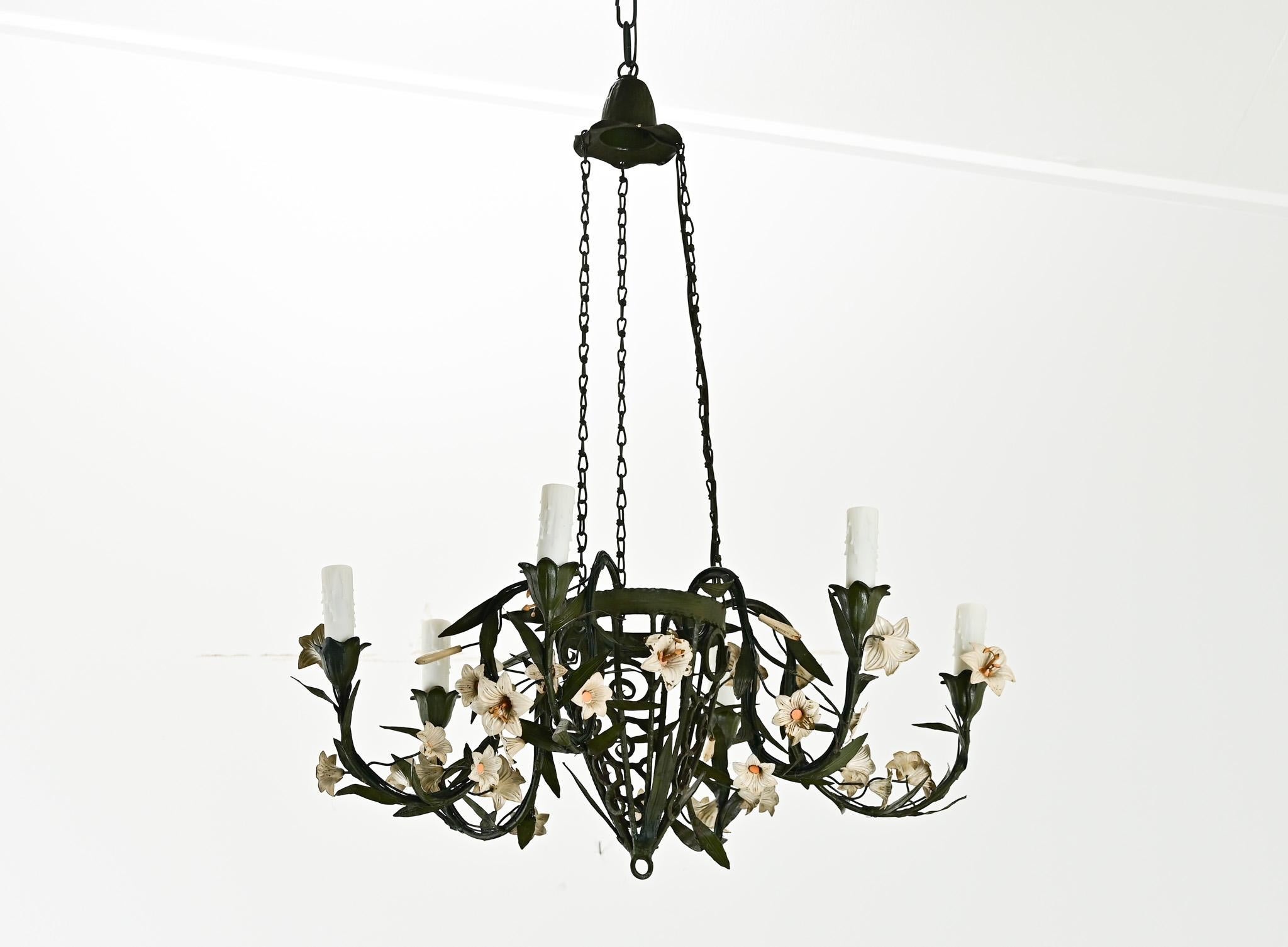 Other French 19th Century Polychrome Iron Chandelier