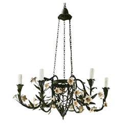 Antique French 19th Century Polychrome Iron Chandelier