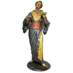 Französische polychromierte lebensgroße Figur einer Geisha aus dem 19. Jahrhundert, Charles Massé