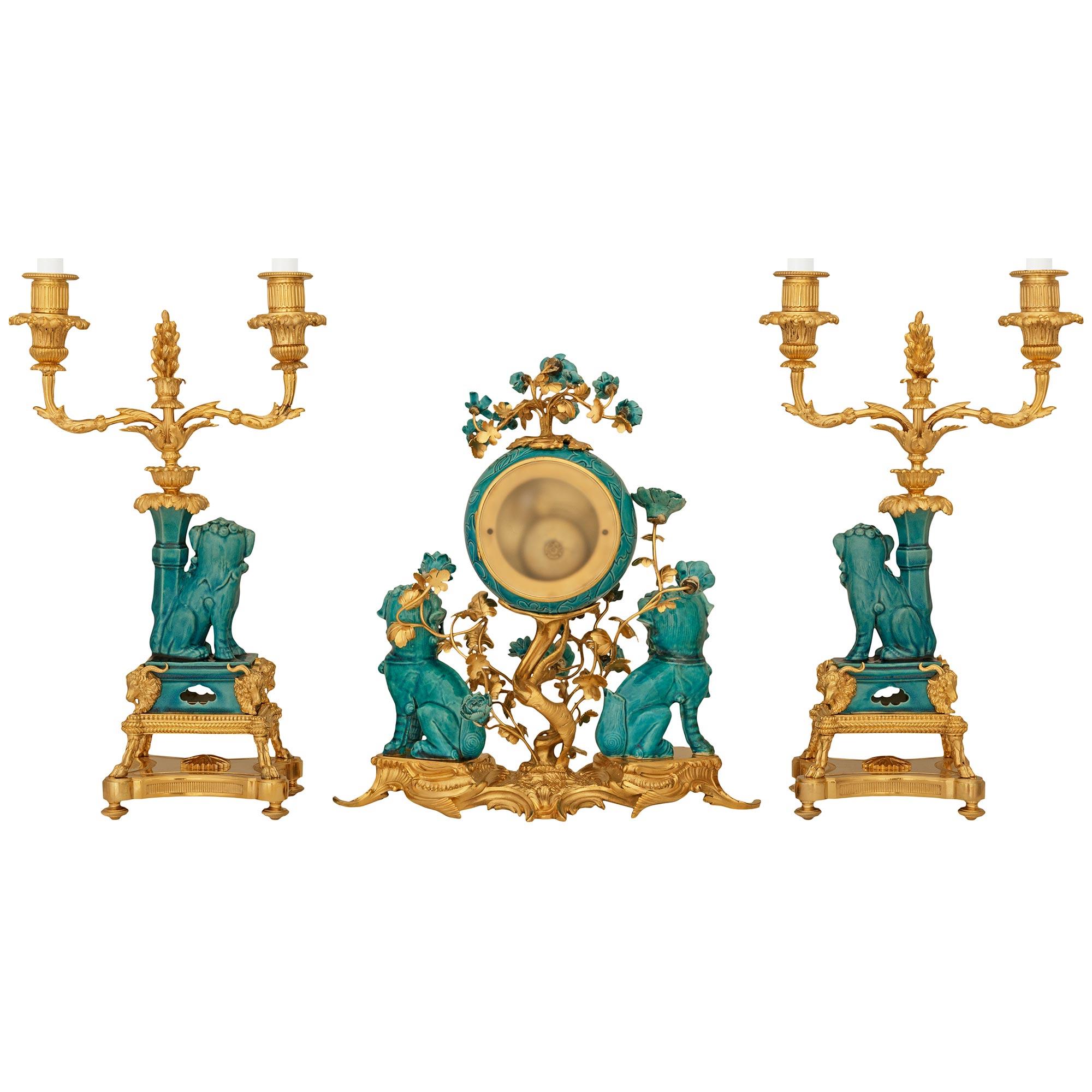 French 19th century Porcelain and Ormolu garniture set, stamped S.F.R.A. in vendita 8