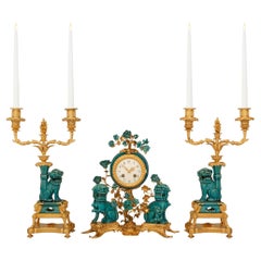 Antique French 19th century Porcelain and Ormolu garniture set, stamped S.F.R.A.