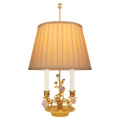 French 19th century Porcelain, Gilt Metal and Ormolu Bouillotte lamp