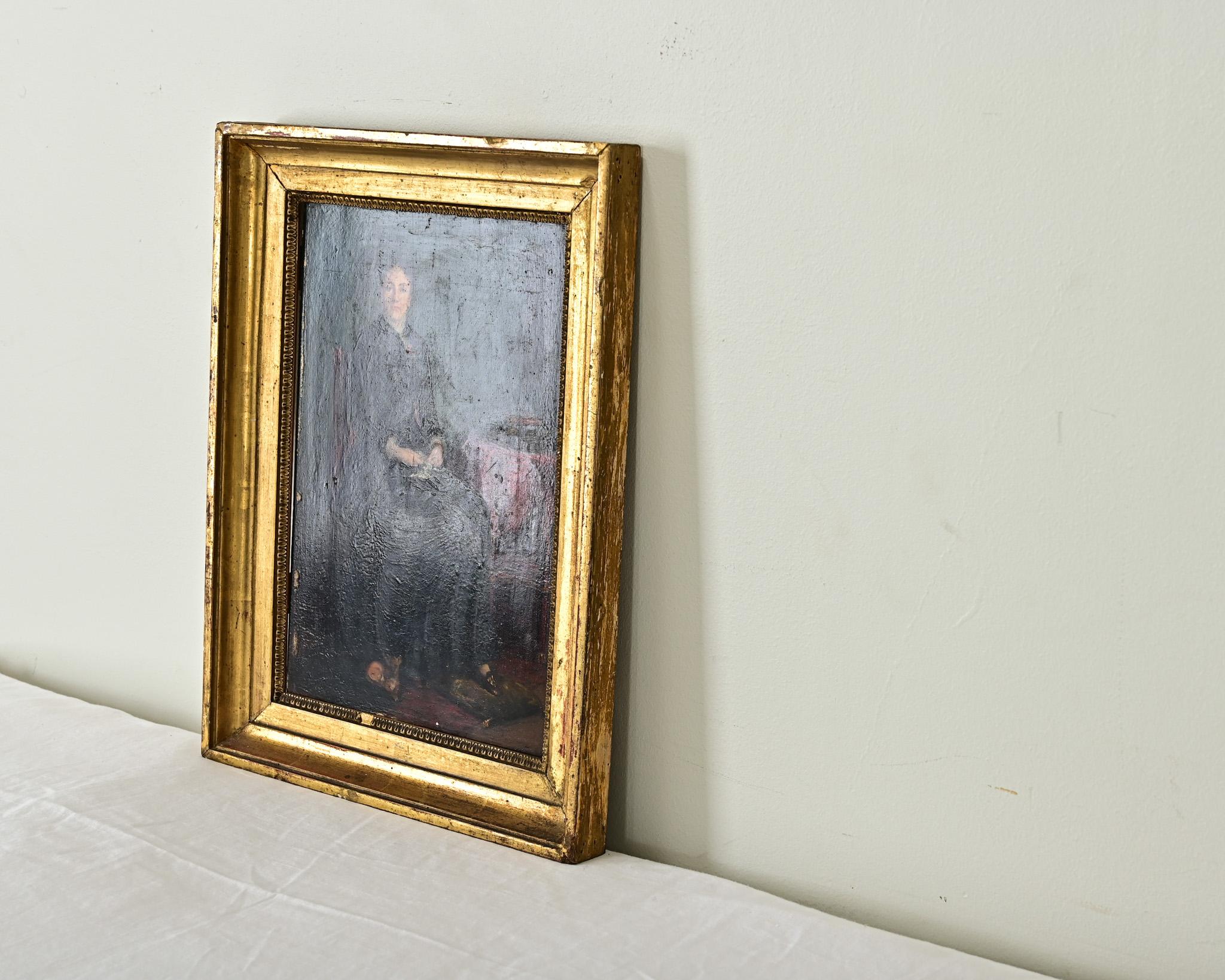 Huilé Portrait français du 19ème siècle dans un cadre doré de Nils Forsberg en vente