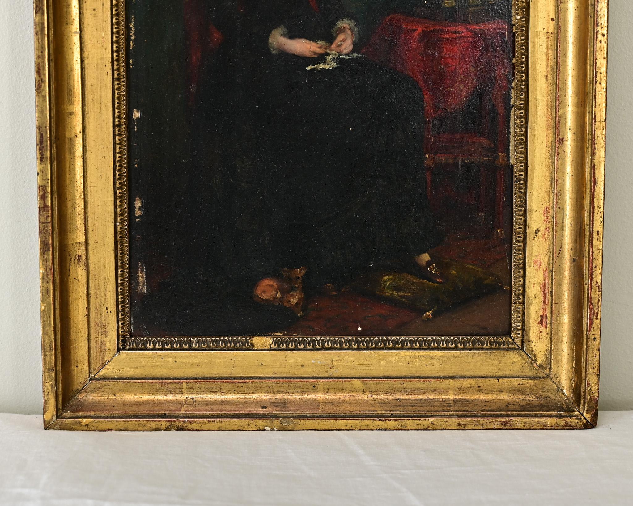 Portrait français du 19ème siècle dans un cadre doré de Nils Forsberg Bon état - En vente à Baton Rouge, LA