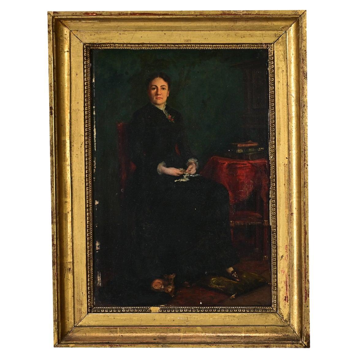 French 19th Century Portrait by Nils Forsberg in Gilded Frame