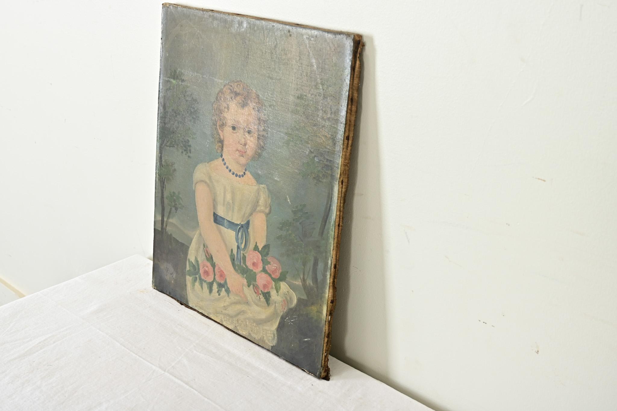 French 19th Century Portrait of a Flower Girl For Sale 1