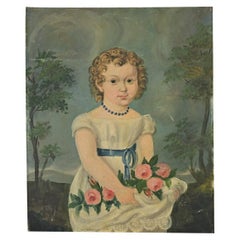 French 19th Century Portrait of a Flower Girl