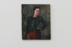 French 19th Century Portrait of a Woman in Green Blouse