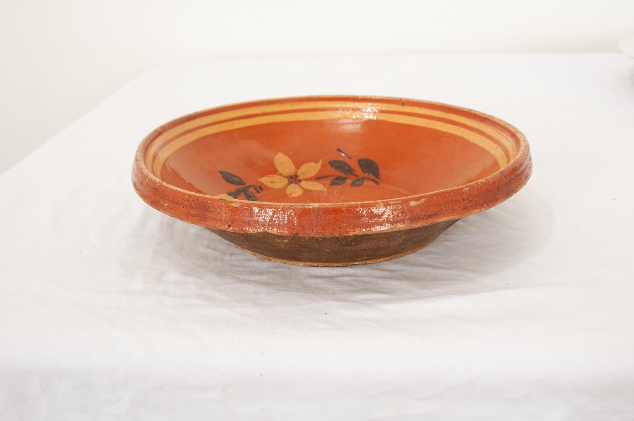 Fired French 19th Century Pottery Bowl For Sale