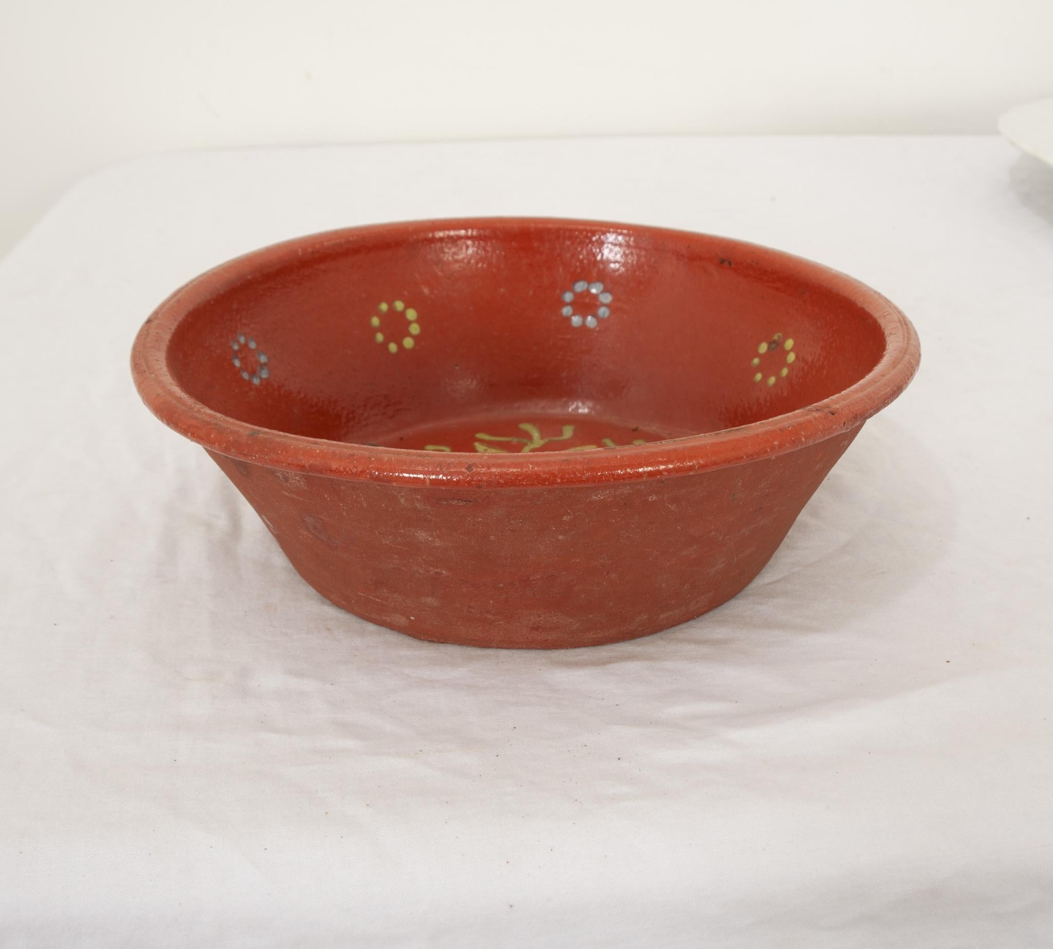 Fired French 19th Century Pottery Bowl For Sale