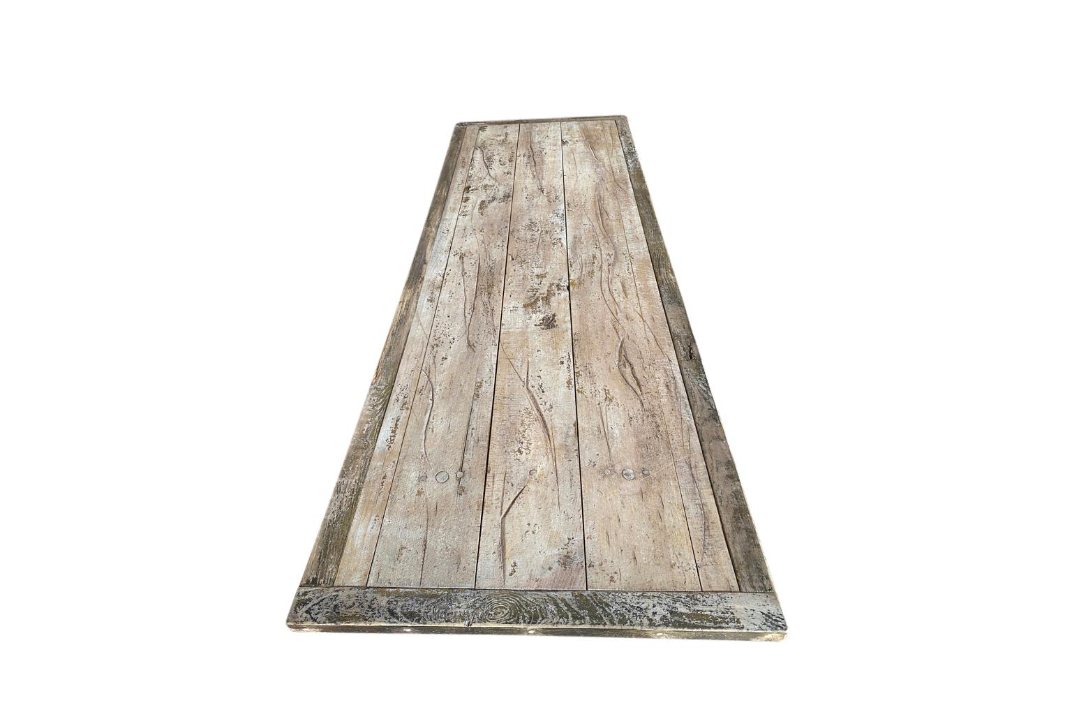 French 19th Century Primitive Farm Table - Trestle Table For Sale 7
