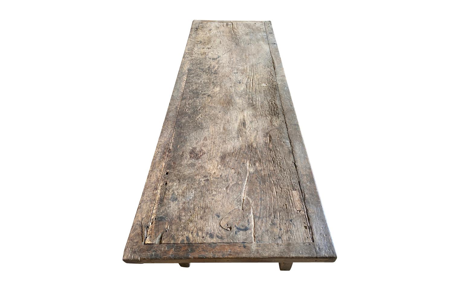 French 19th Century Primitive Work Table, Farm Table For Sale 4