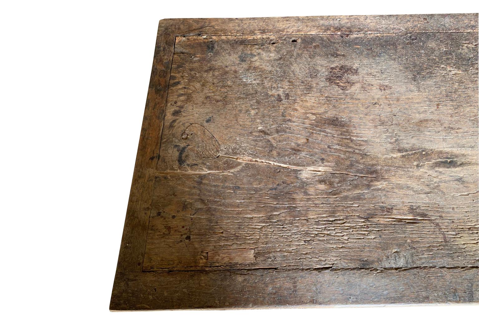 French 19th Century Primitive Work Table, Farm Table For Sale 5