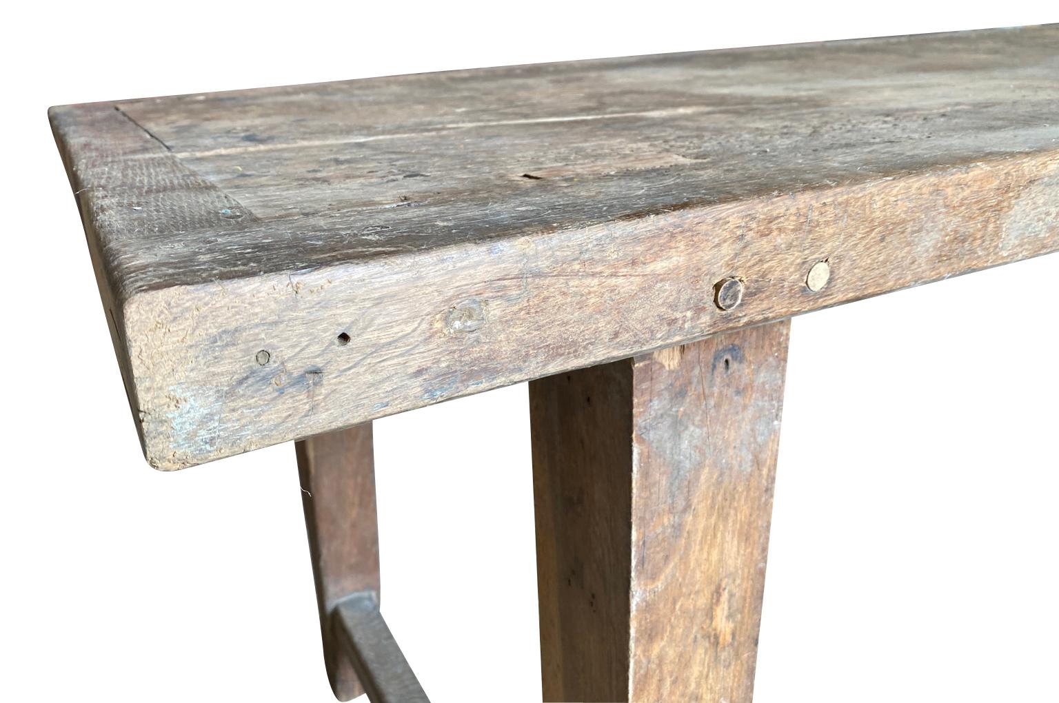 French 19th Century Primitive Work Table, Farm Table In Good Condition For Sale In Atlanta, GA