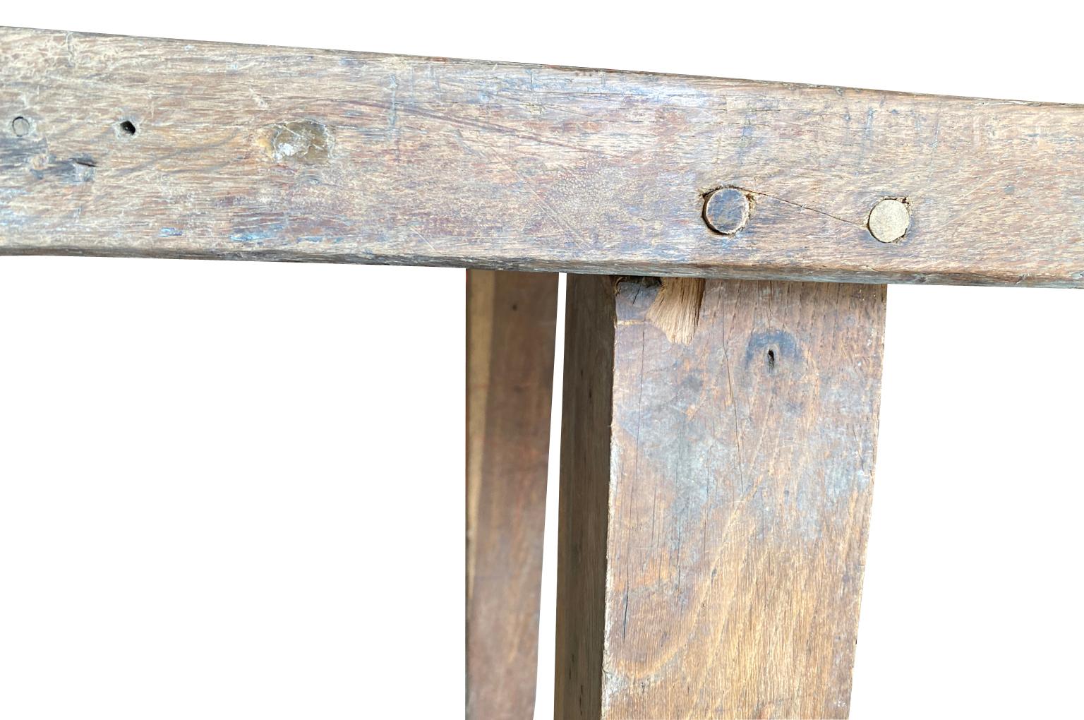 Oak French 19th Century Primitive Work Table, Farm Table For Sale