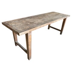 French 19th Century Primitive Work Table, Farm Table