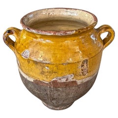 French 19th Century Provençal Half Glazed Terracotta Confit Pot
