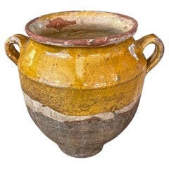French 19th Century Provençal Half Glazed Terracotta Confit Pot