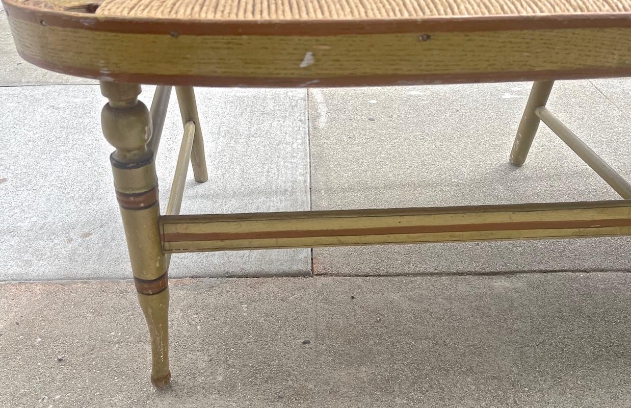 French 19th Century Provençal Hand Painted Bench with New Rush Seating For Sale 7