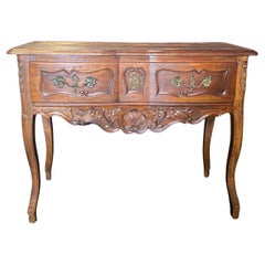 Antique French 19th Century Provincial Carved Walnut Sideboard Buffet