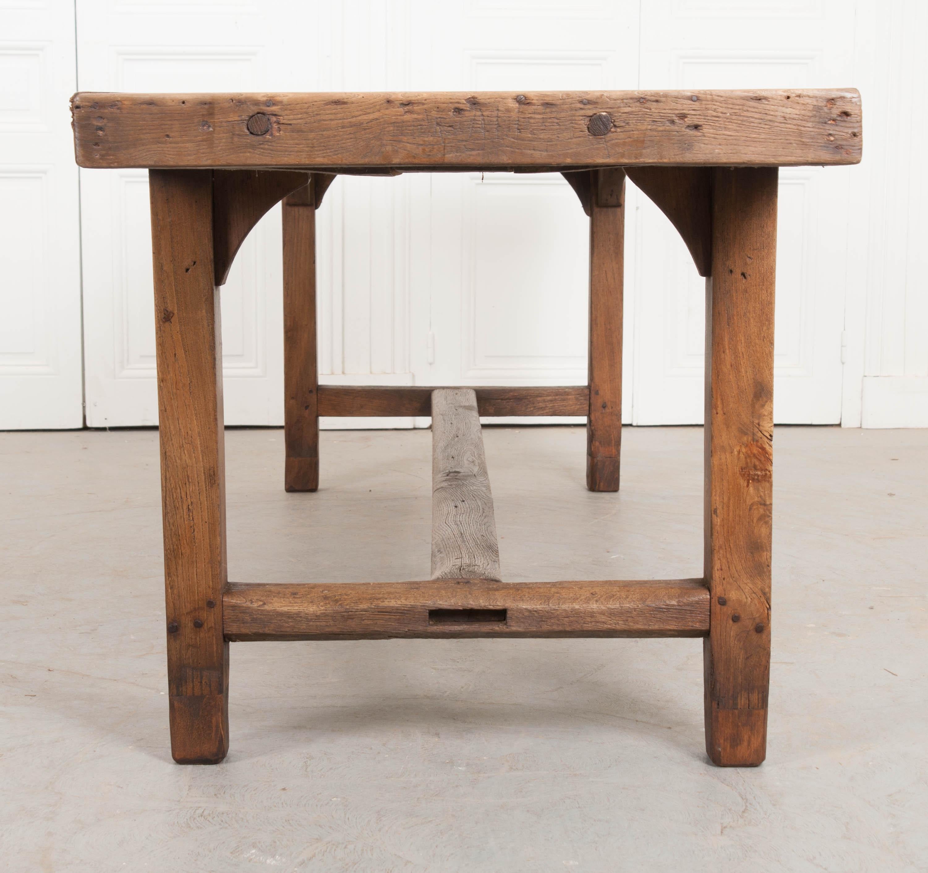 French 19th Century Provincial Oak Farmhouse Trestle Table 5