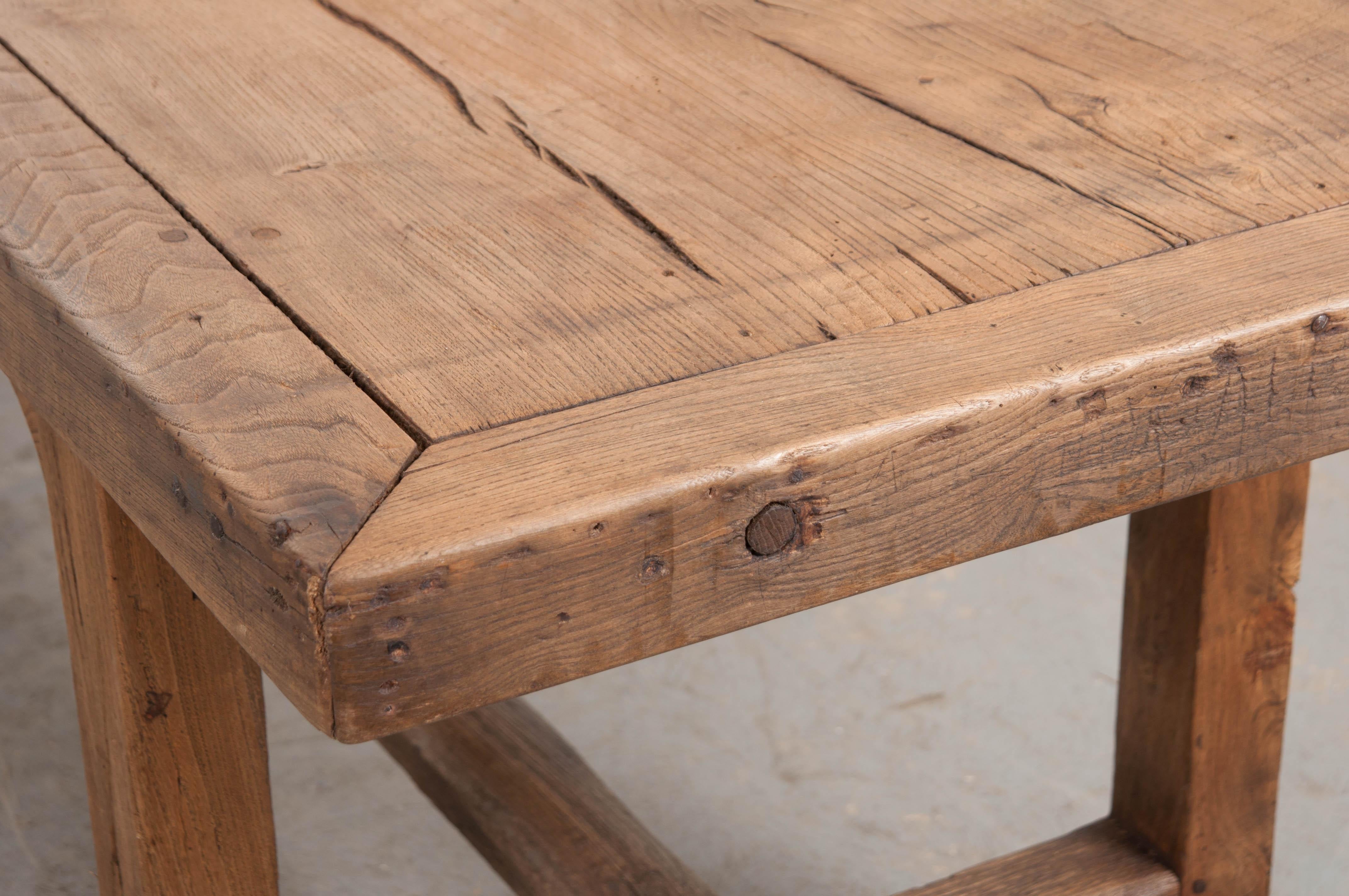 French 19th Century Provincial Oak Farmhouse Trestle Table 6