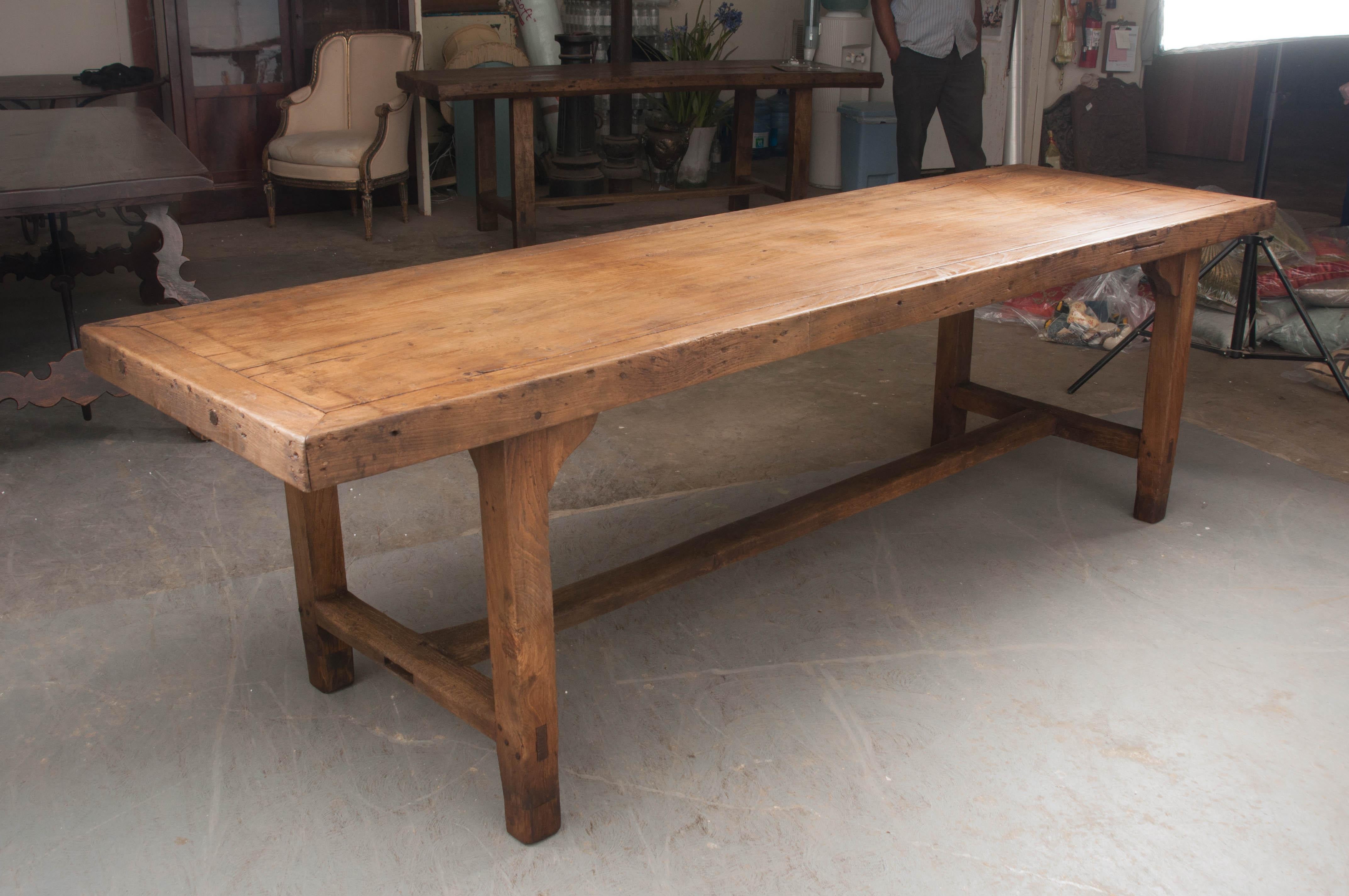 French 19th Century Provincial Oak Farmhouse Trestle Table 7
