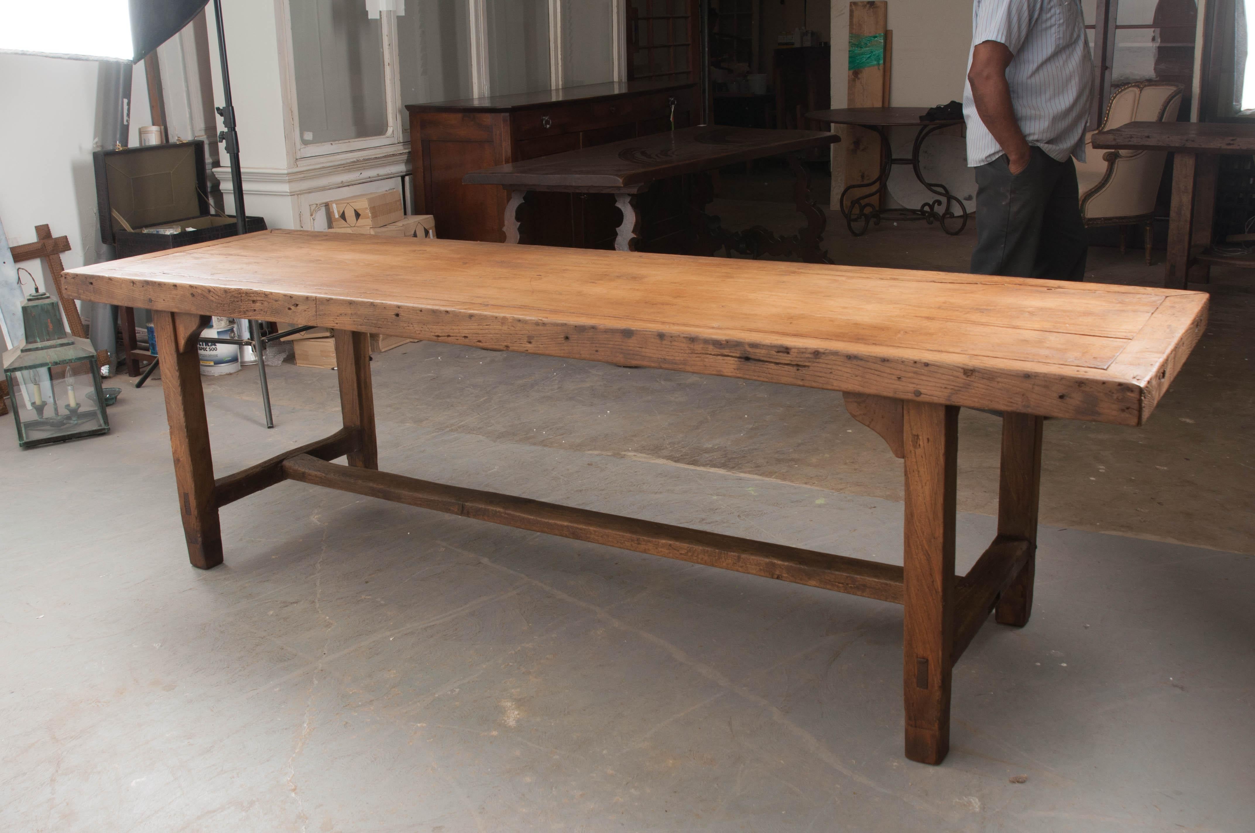French 19th Century Provincial Oak Farmhouse Trestle Table 8