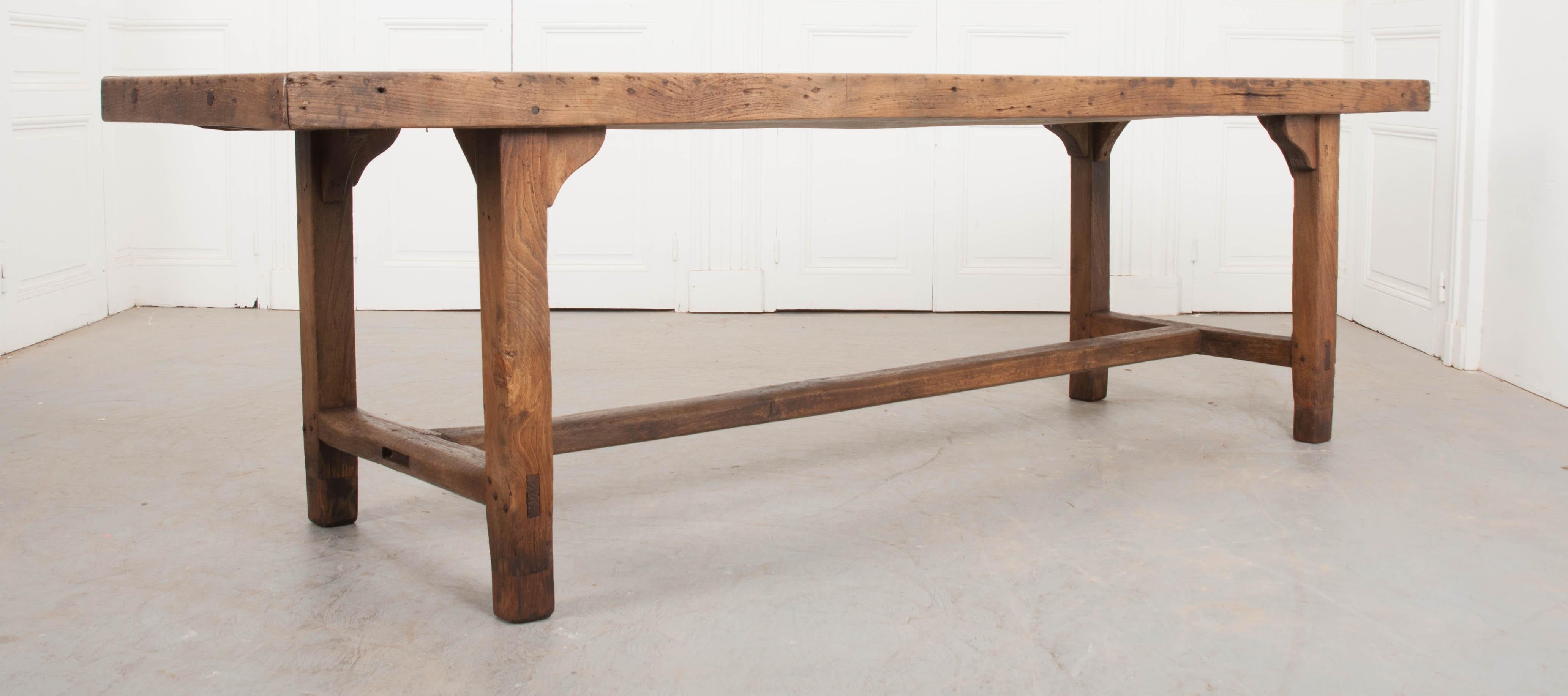 French 19th Century Provincial Oak Farmhouse Trestle Table 9