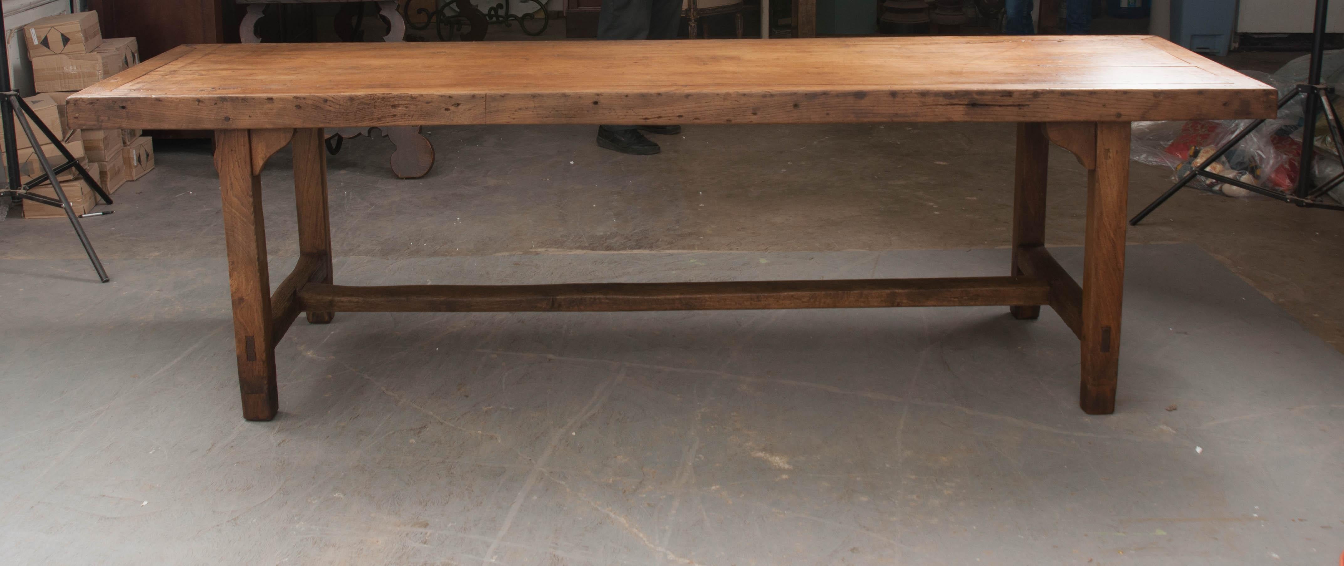 French 19th Century Provincial Oak Farmhouse Trestle Table 10