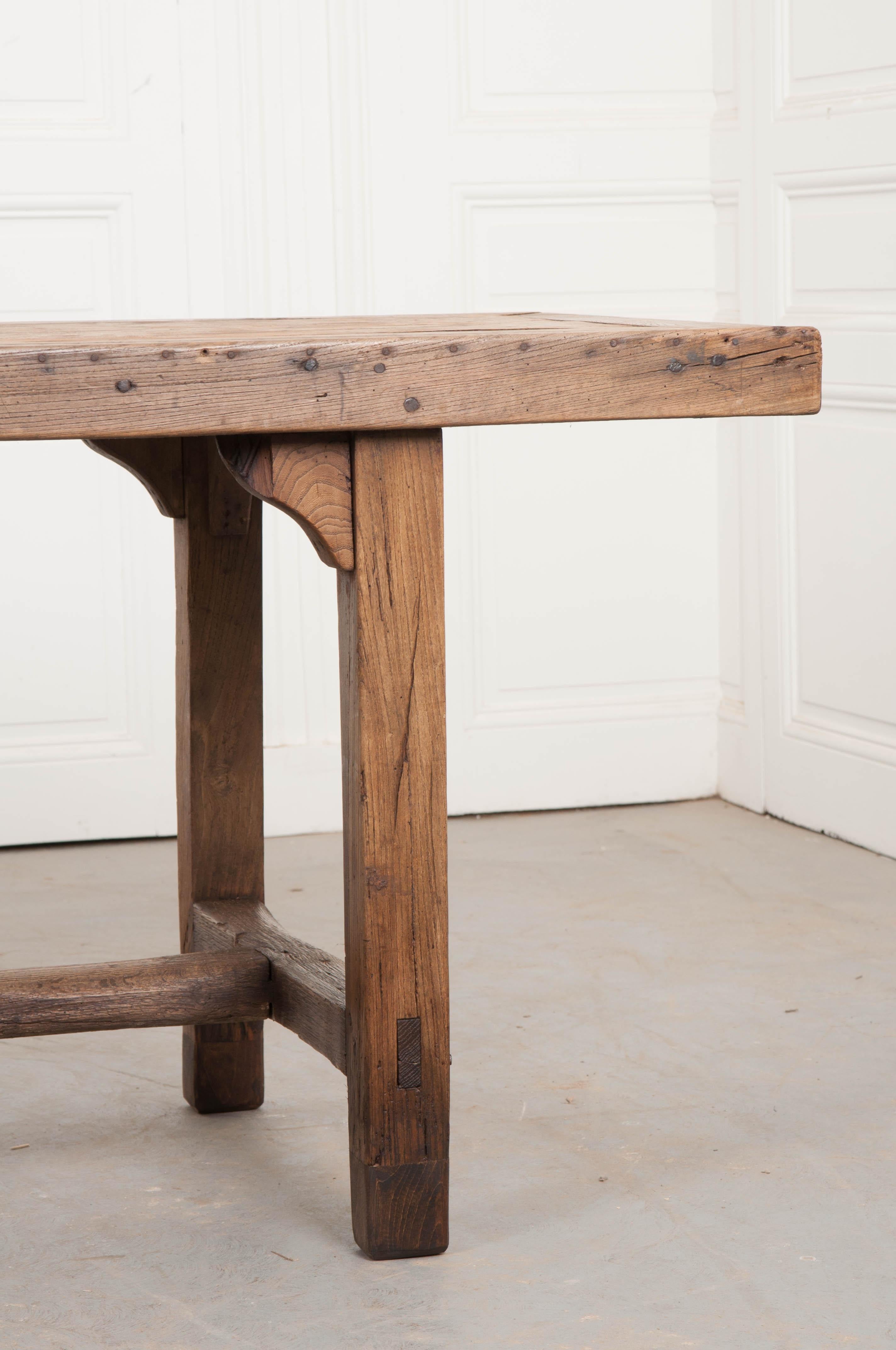 French Provincial French 19th Century Provincial Oak Farmhouse Trestle Table