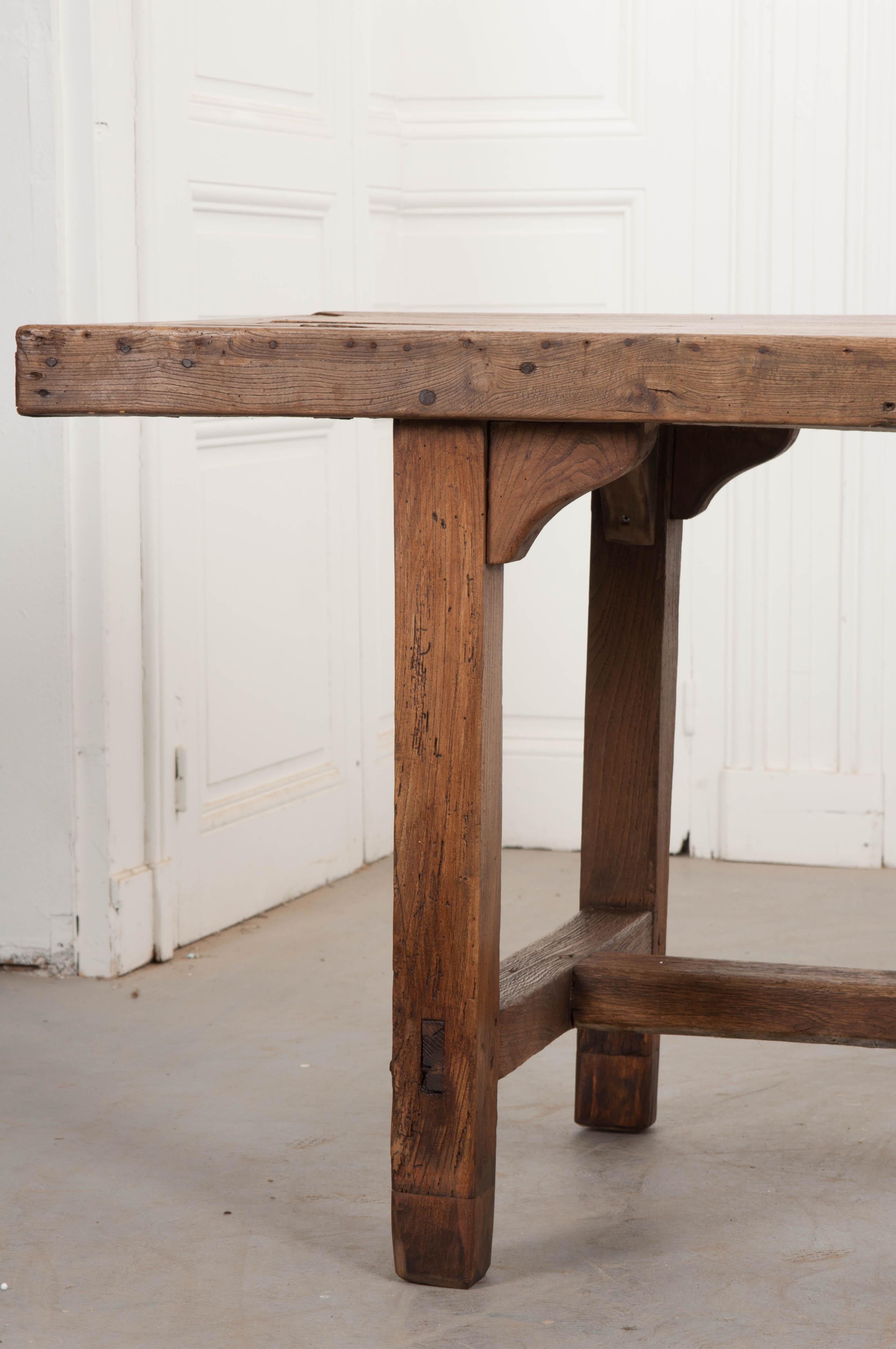 Patinated French 19th Century Provincial Oak Farmhouse Trestle Table