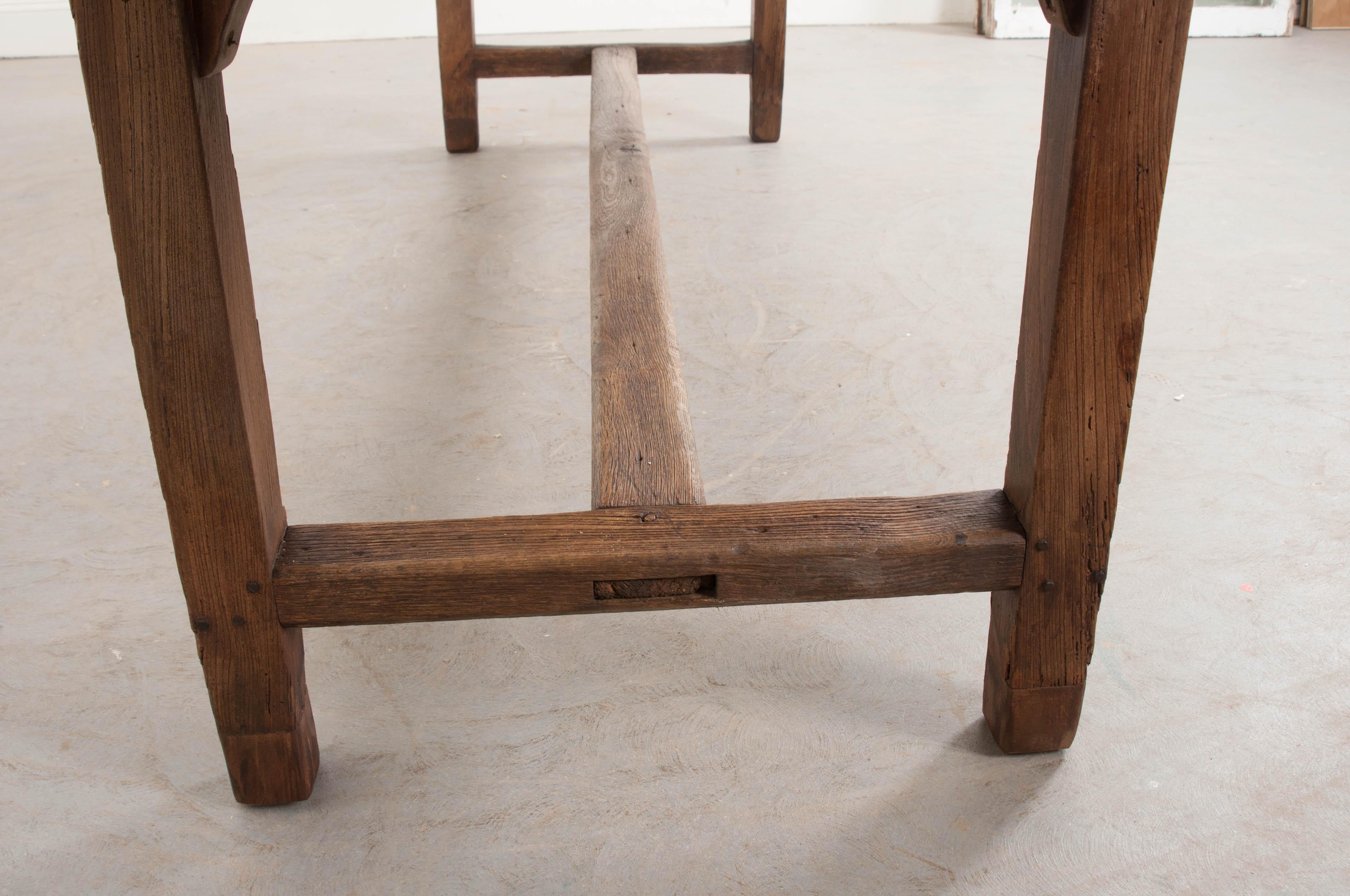 French 19th Century Provincial Oak Farmhouse Trestle Table 4
