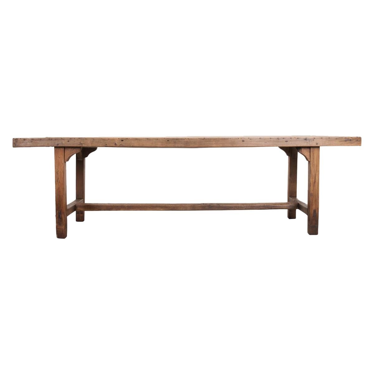 French 19th Century Provincial Oak Farmhouse Trestle Table