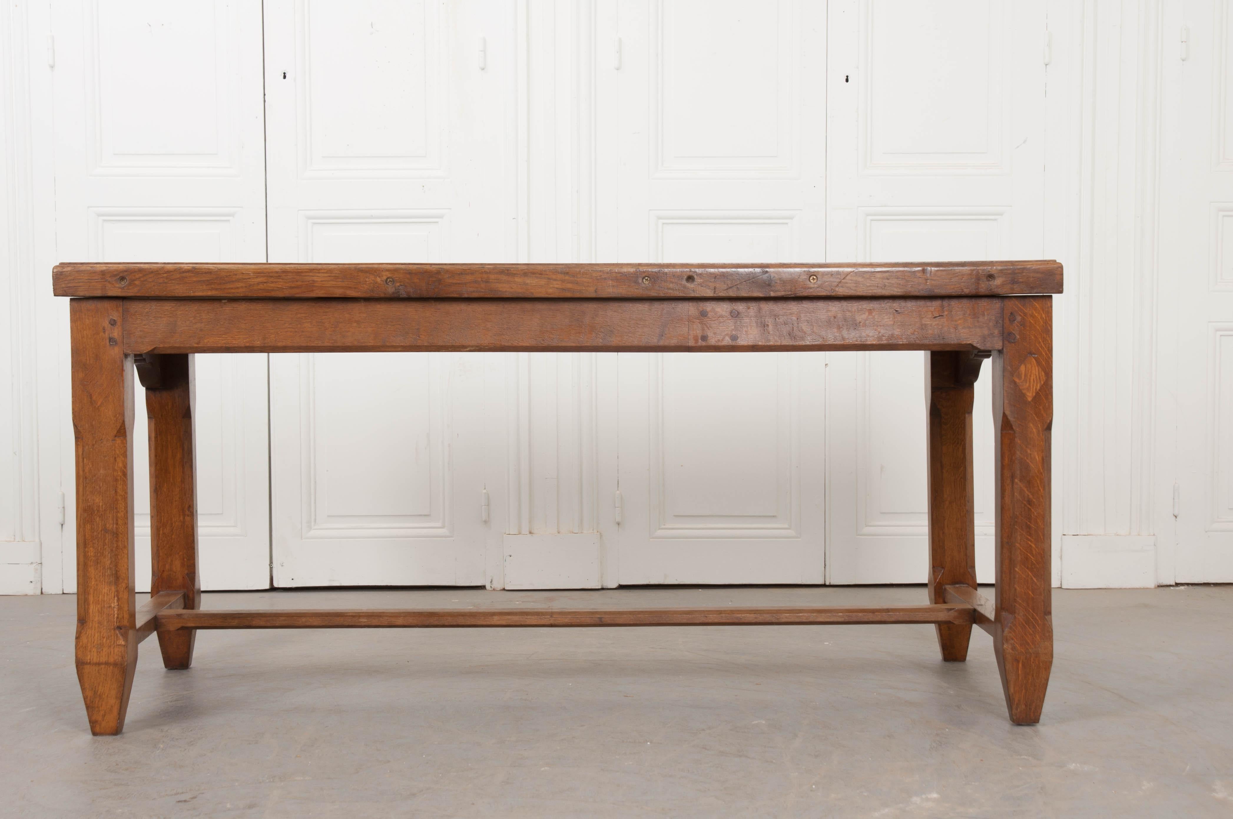 Hand-Carved French 19th Century Provincial Oak Refectory Table