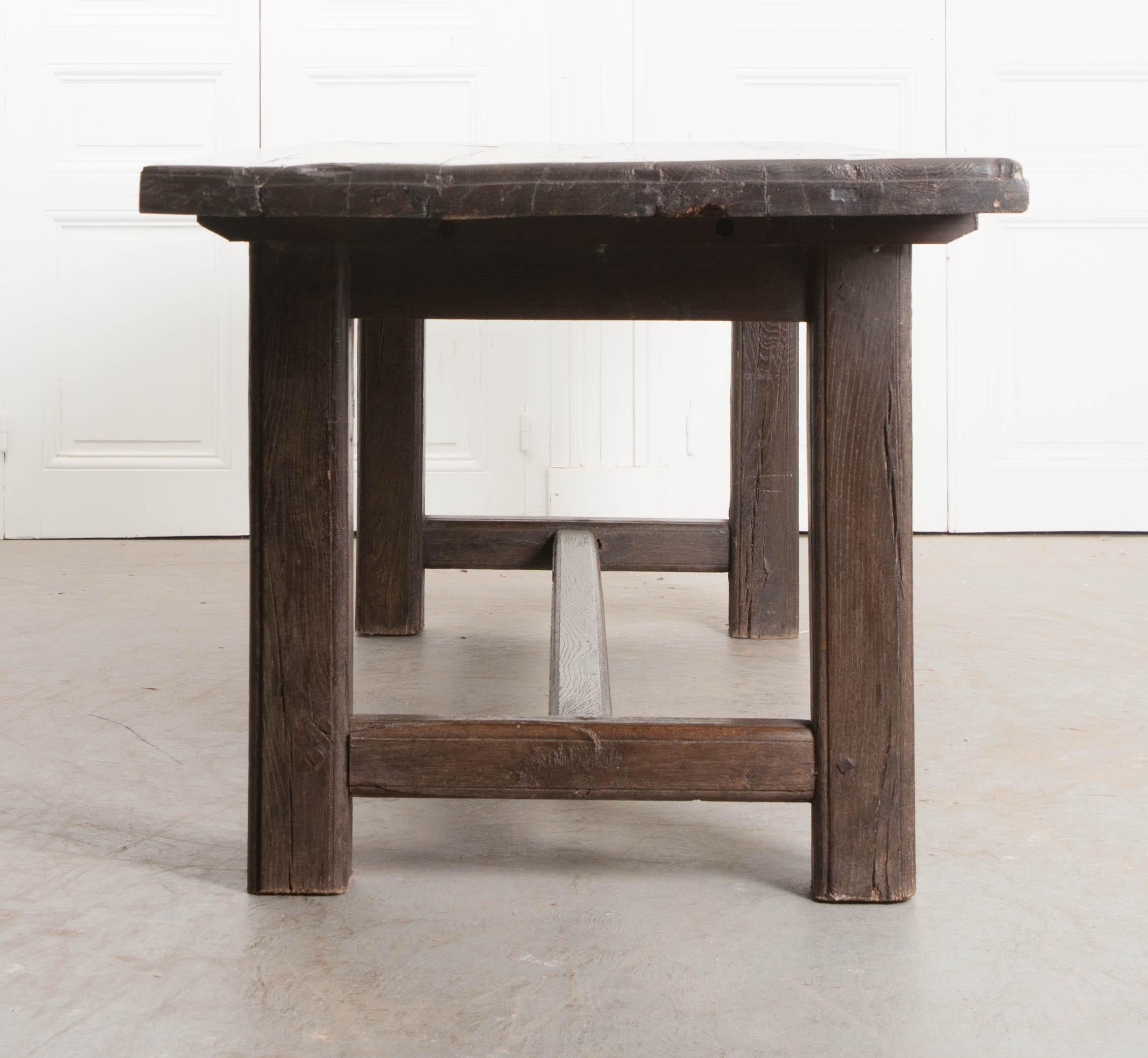 French 19th Century Provincial Oak Trestled Farm Table 8