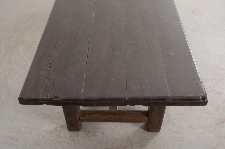 Stained French 19th Century Provincial Oak Trestled Farm Table