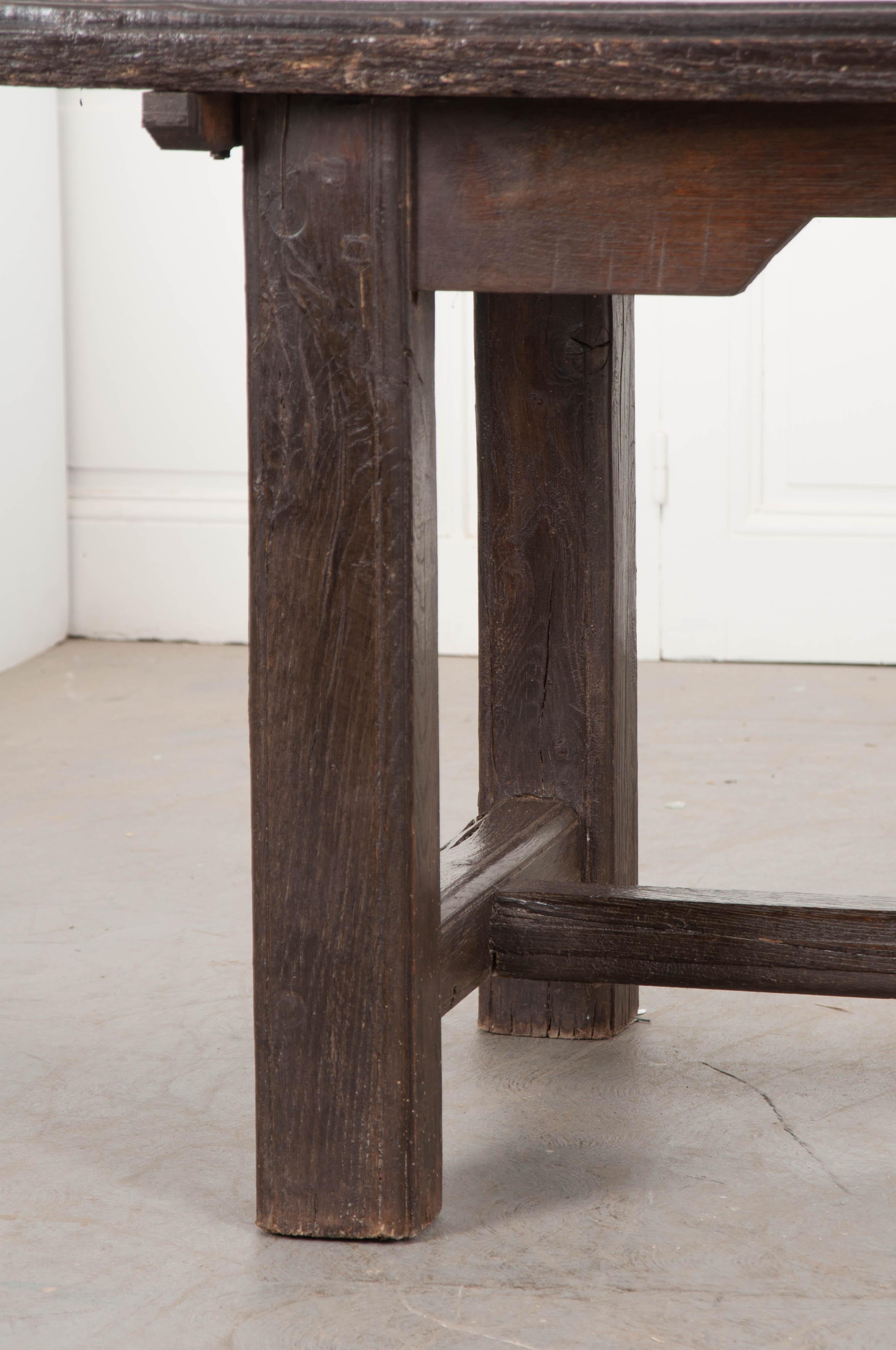 French 19th Century Provincial Oak Trestled Farm Table 3