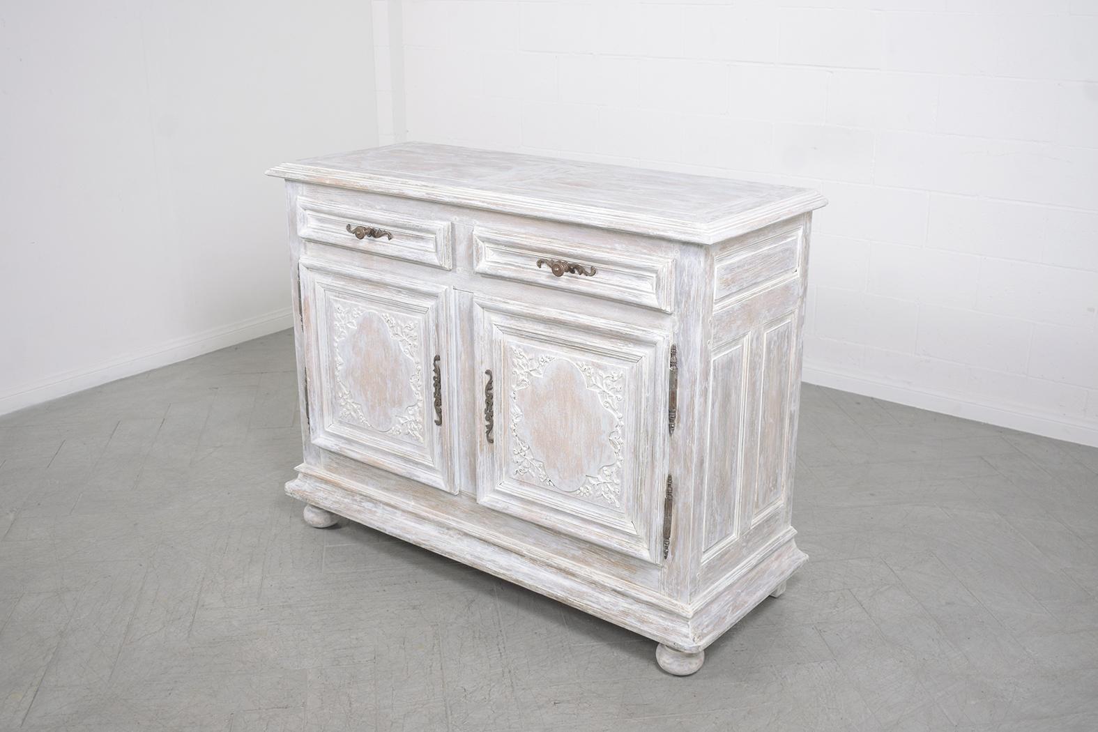 Late 19th-Century Jacobean French Oak Buffet with White-Washed Finish For Sale 5
