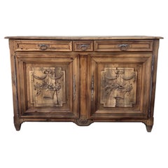 French 19th Century Provincial Style Bleached Walnut Two Door Buffet