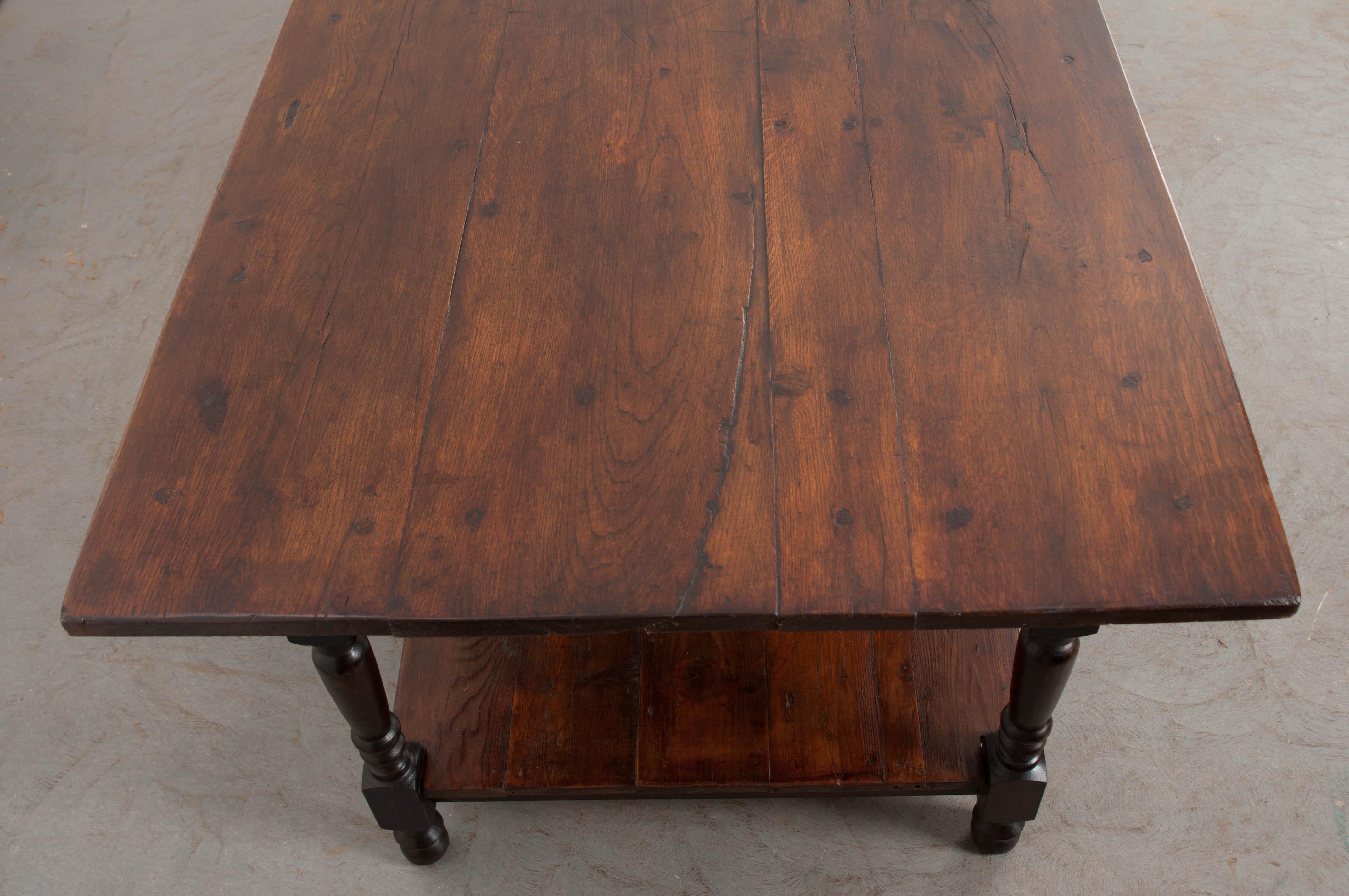 Carved French 19th Century Provincial Walnut Drapery Table