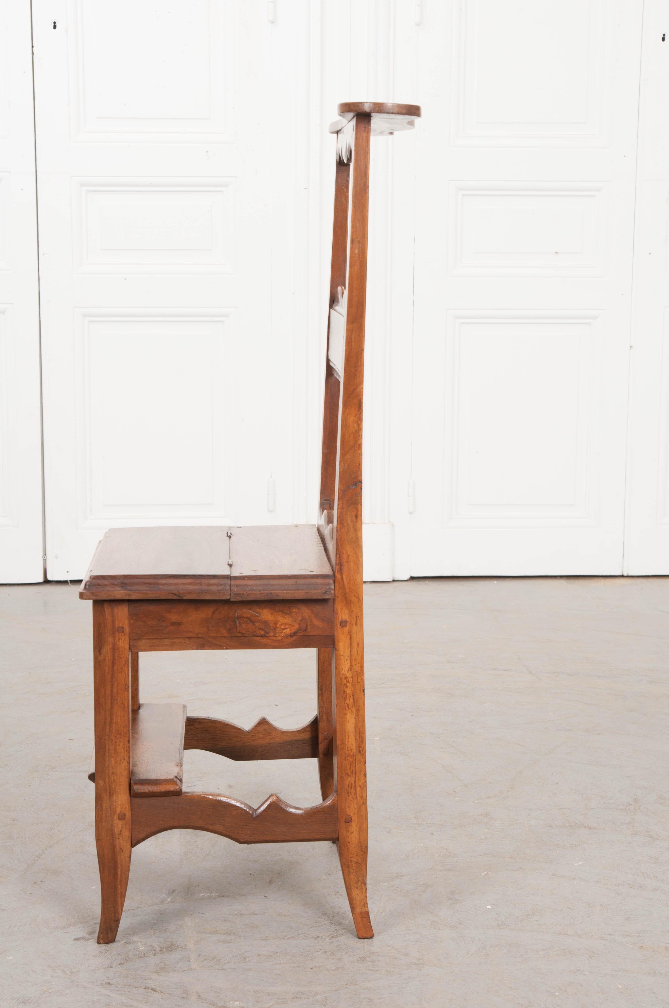 This sweet walnut prie-dieu, circa 1880s, is from the Provincial countryside of France and can be used for a lifetime. Just lift the hinged seat to allow your little one to say their goodnight prayers on the kneeler and when they've grown they can