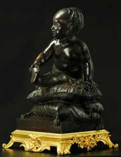 Französische Putten-Bronze-Skulptur aus dem 19. Jahrhundert von Coustou