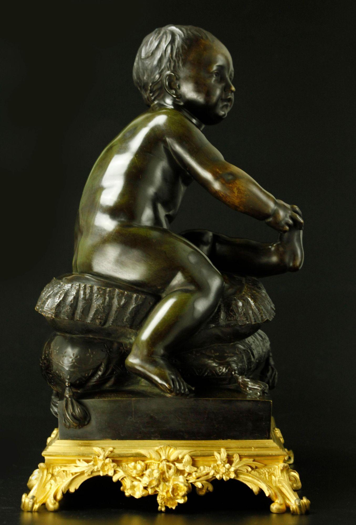 French 19th Century Putti Bronze Sculpture by Coustou For Sale 2