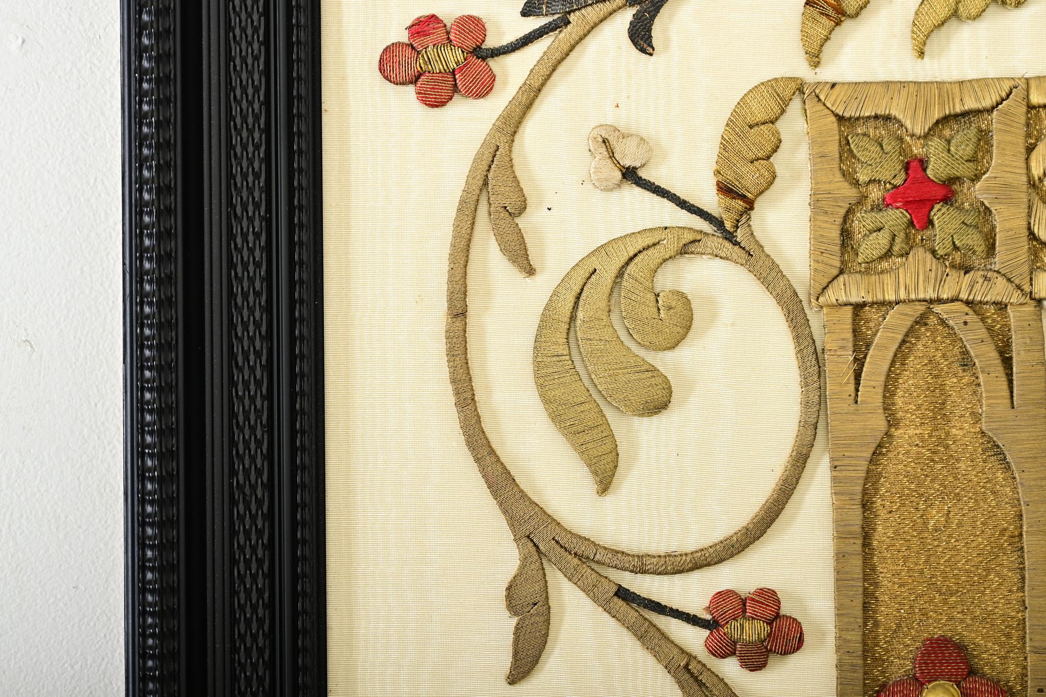 French 19th Century Raised Embroidery of Madonna & Child For Sale 4