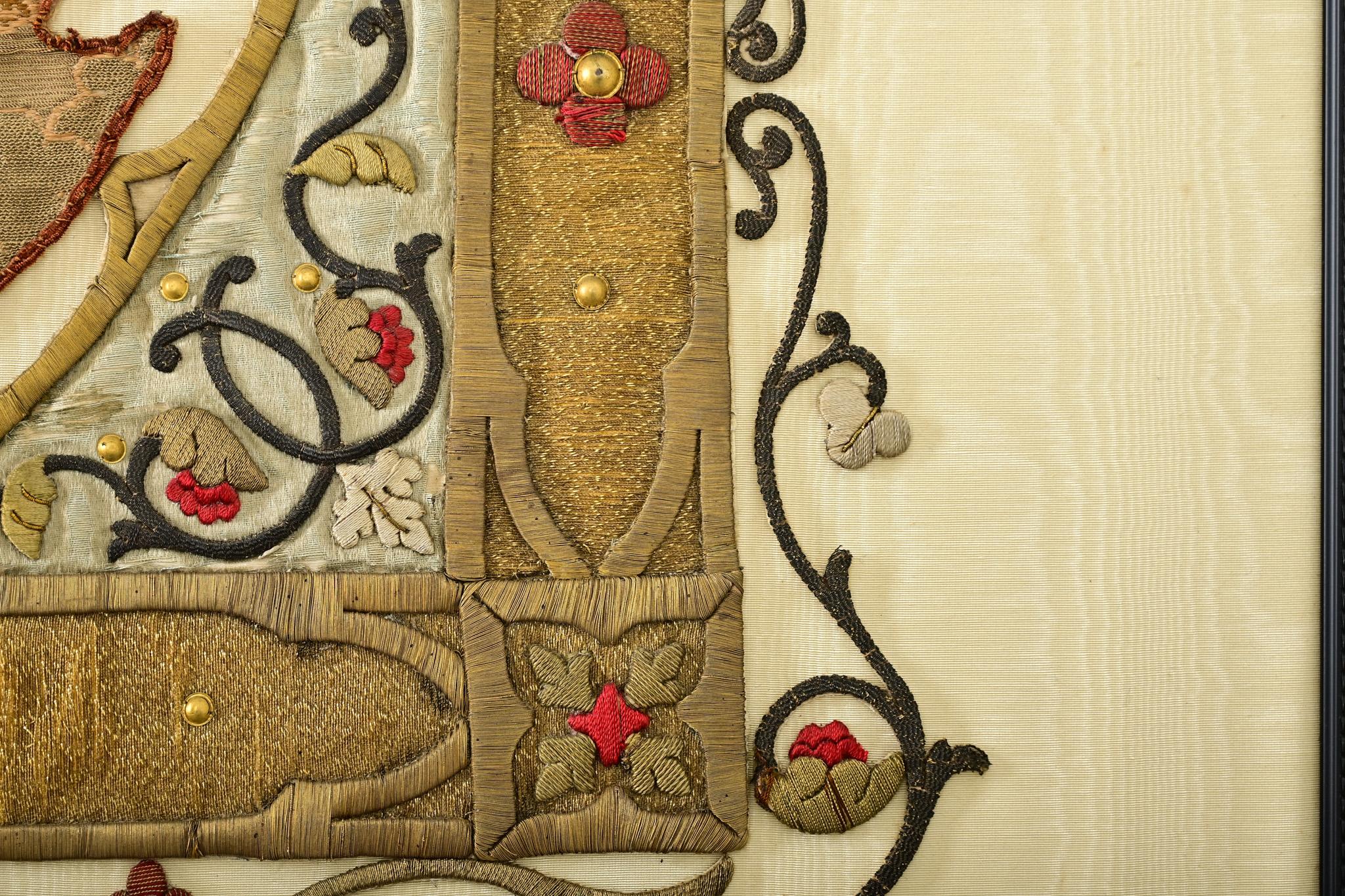 French 19th Century Raised Embroidery of Madonna & Child For Sale 6