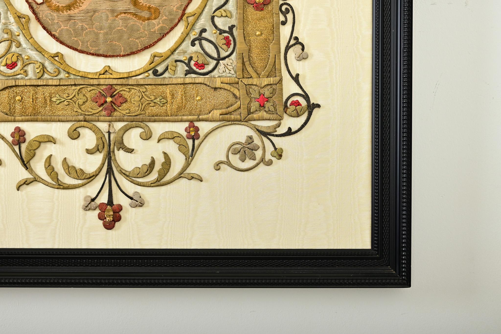 French 19th Century Raised Embroidery of Madonna & Child For Sale 7